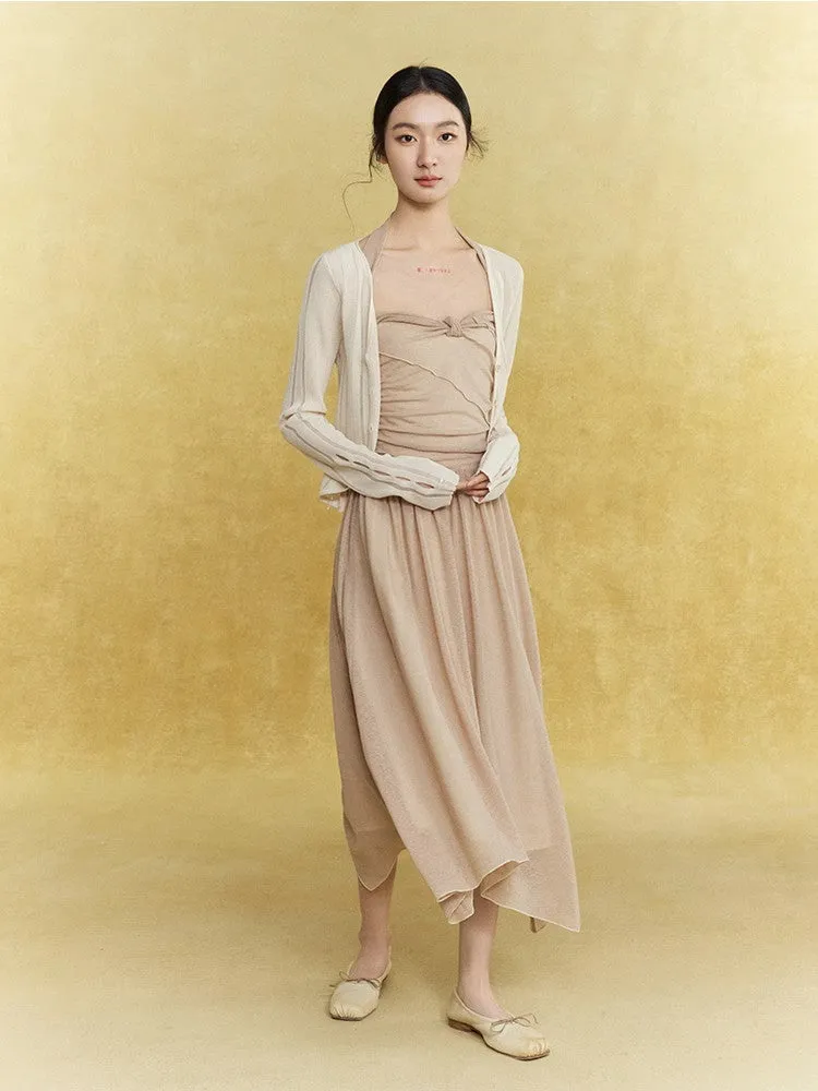 Knit Mesh Thin Sheer Damage Tops