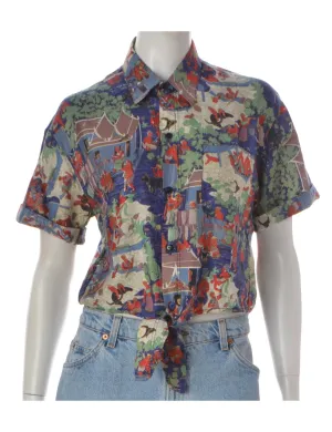 Label Multi-colour Tie Front Blouse