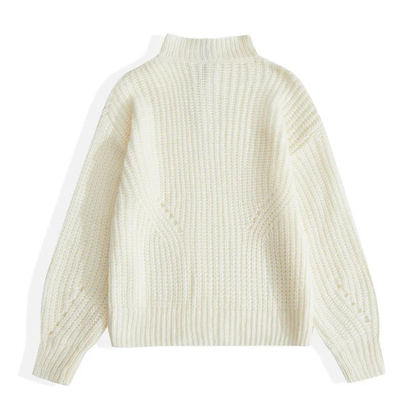 Ladies Solid 1/4 Zip Stand Collar Sweater