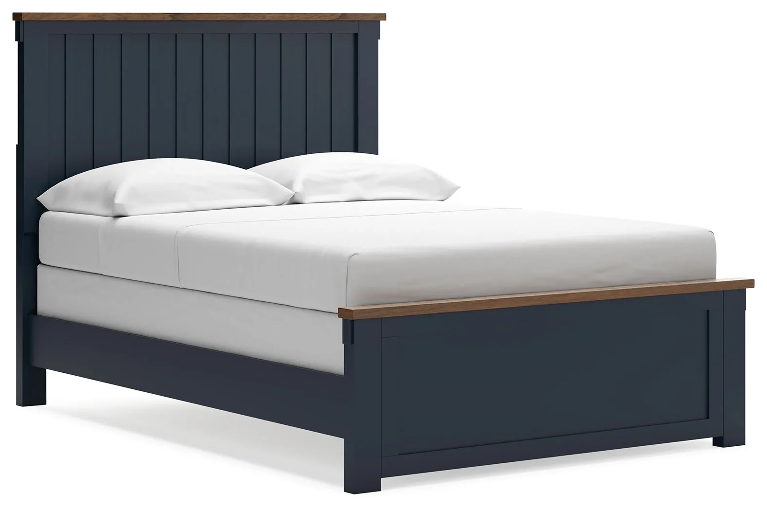 Landocken Full Panel Bed with Mirrored Dresser, Chest and 2 Nightstands in Brown/Blue