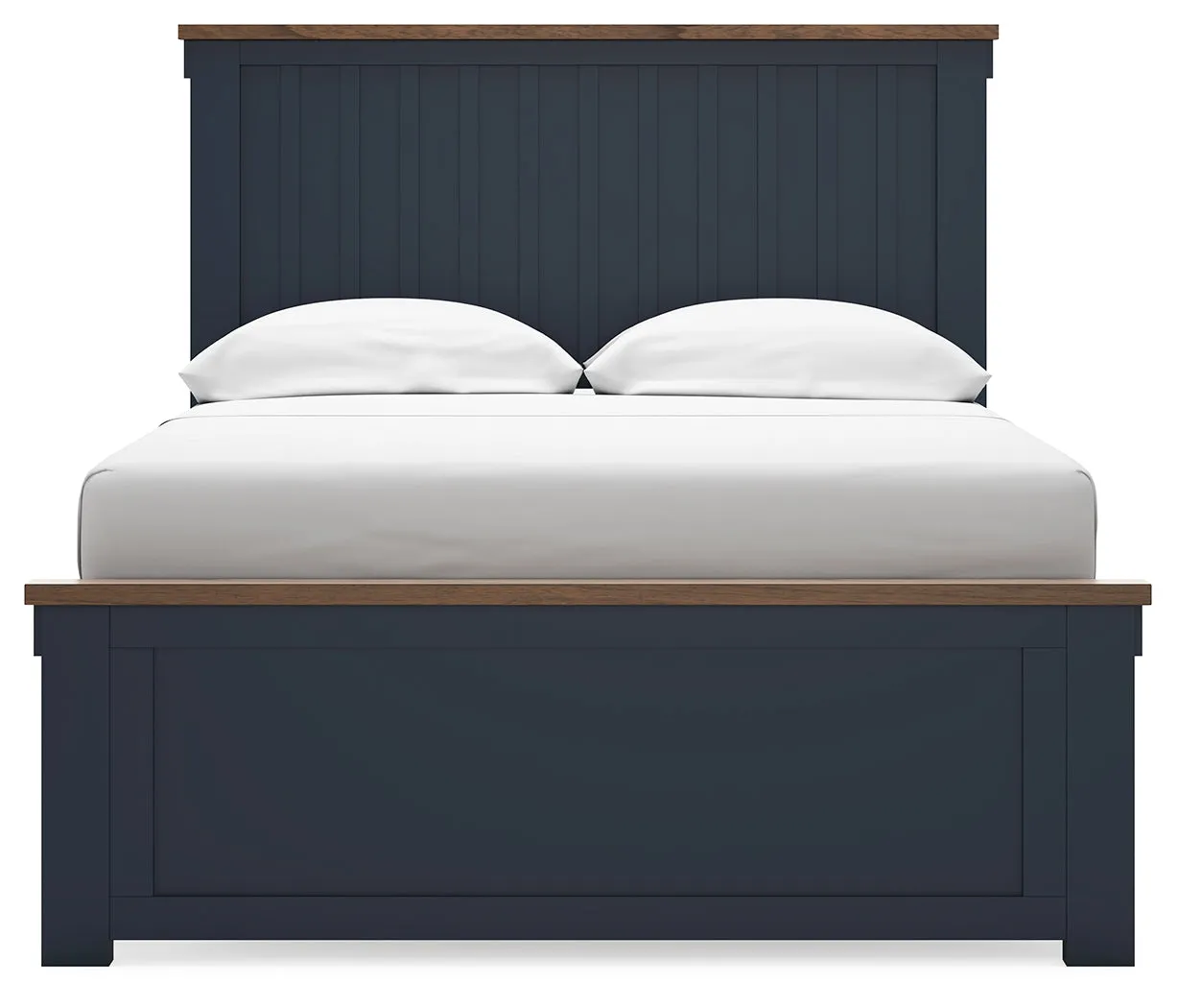 Landocken Full Panel Bed with Mirrored Dresser, Chest and 2 Nightstands in Brown/Blue