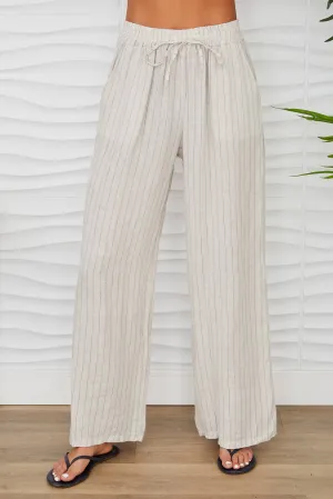 LINEN PINSTRIPE PANTS
