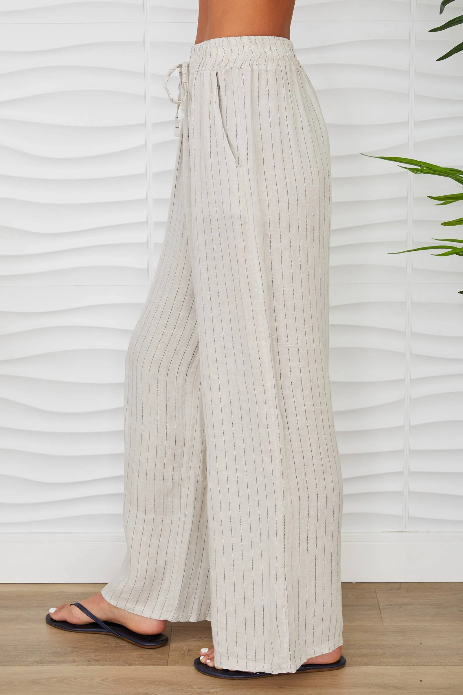 LINEN PINSTRIPE PANTS