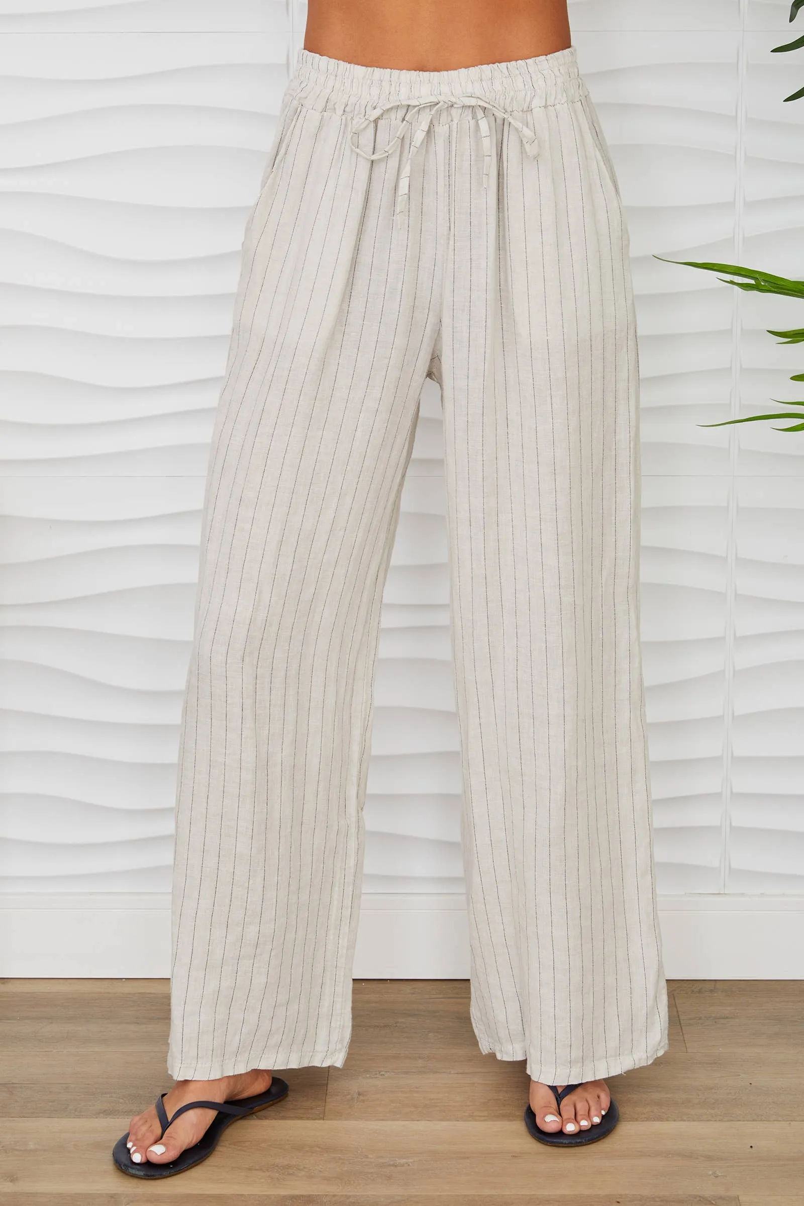 LINEN PINSTRIPE PANTS
