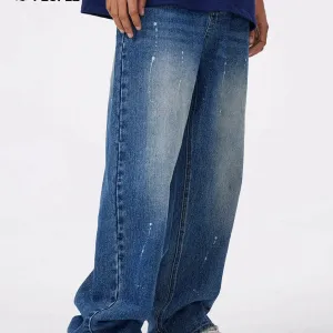 Loose Straight Tube American-Style Denim Pants