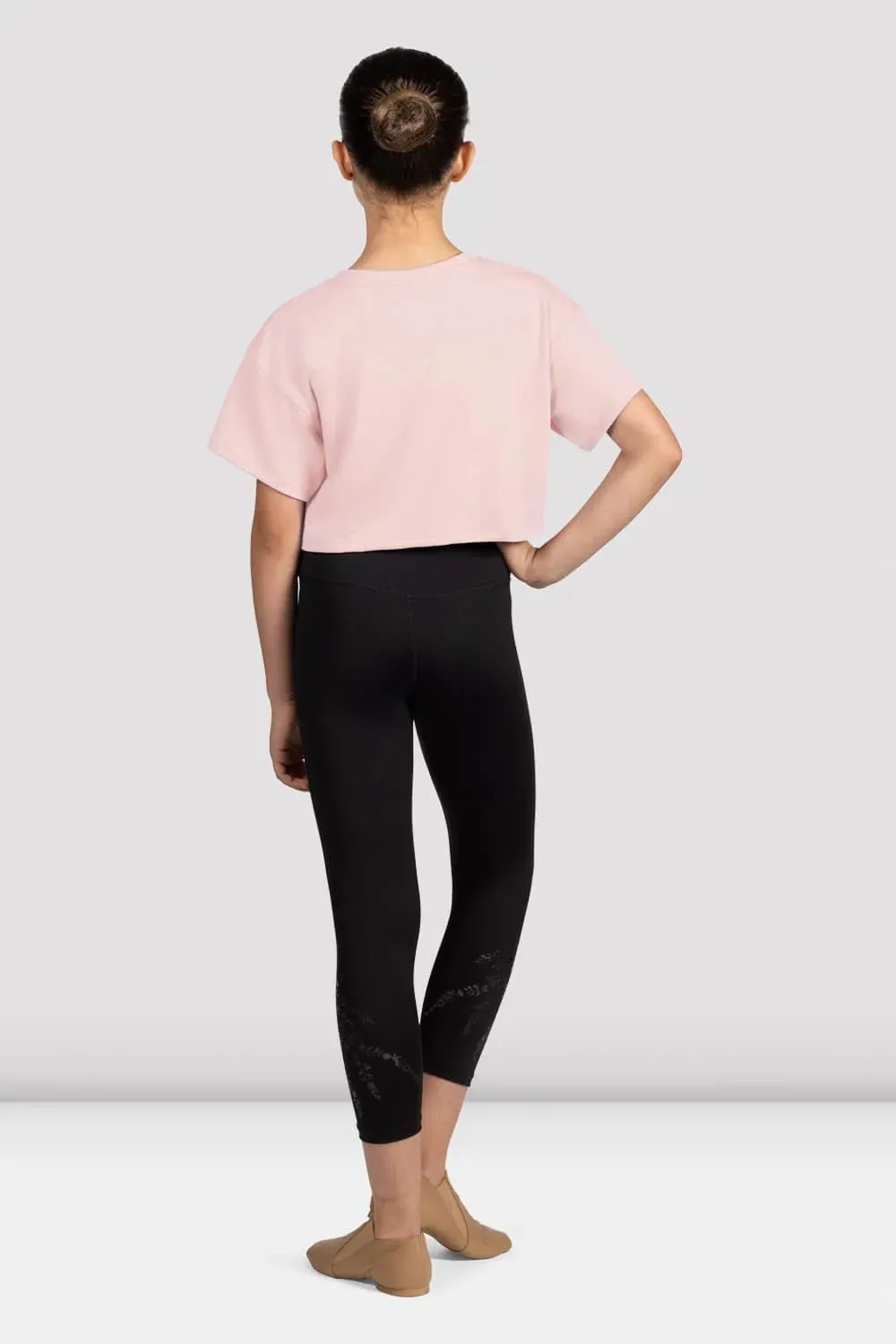 M1563C - Girls Mirella Pink Glow Girl Ballerina Print Crop Top - Select Size