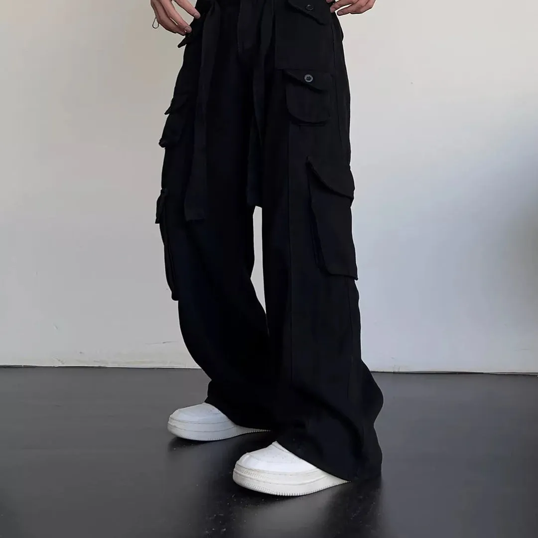 Men's Classic Wide Leg Black Cargo Baggy Pants | Ideal for All Seasons