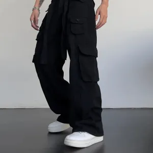 Men's Classic Wide Leg Black Cargo Baggy Pants | Ideal for All Seasons