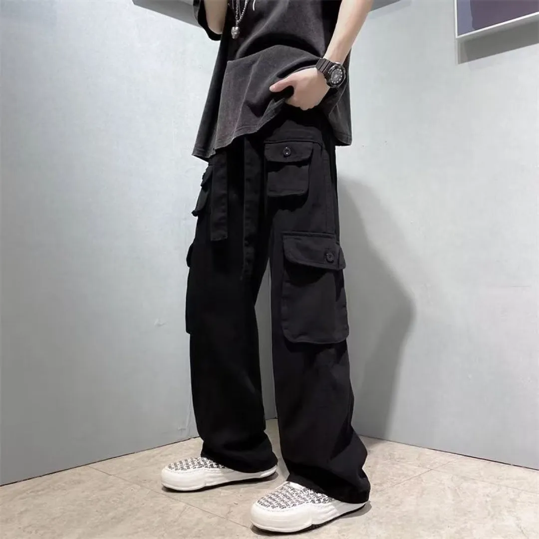 Men's Classic Wide Leg Black Cargo Baggy Pants | Ideal for All Seasons