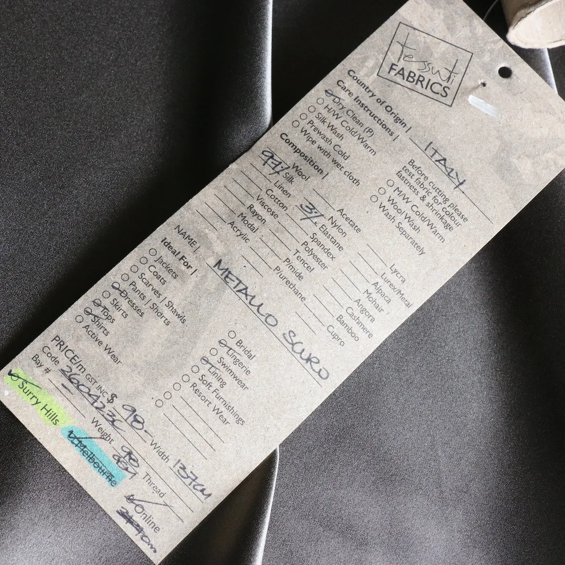 Metallo Scuro Stretch Silk Satin