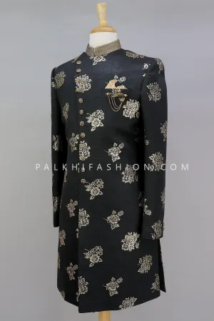 Modern Look Black Silk Indo-Western-Palkhi Fashion