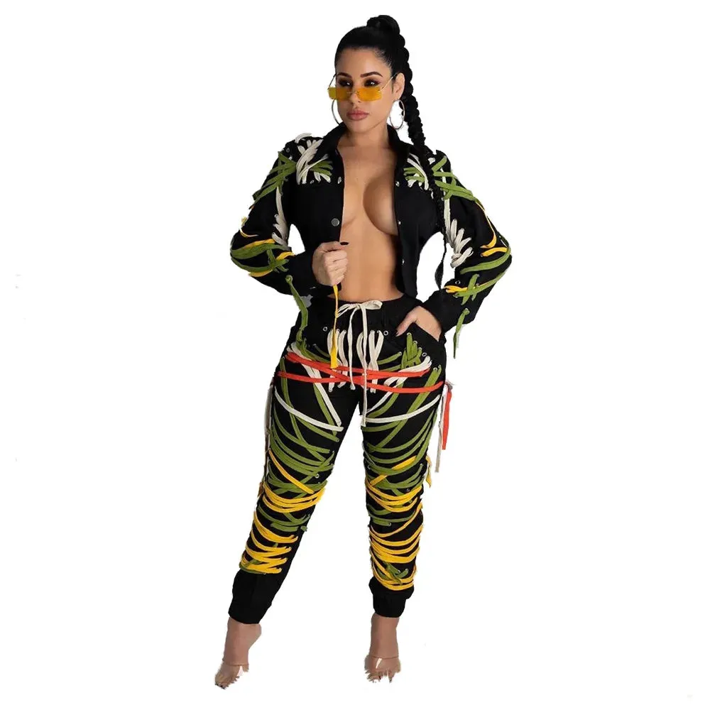 New Fashionable Drawstring Ribbon Pants