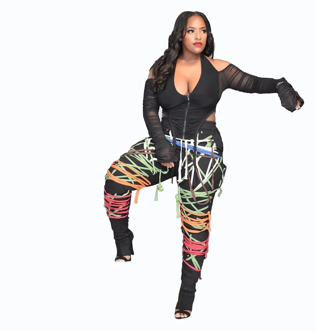 New Fashionable Drawstring Ribbon Pants