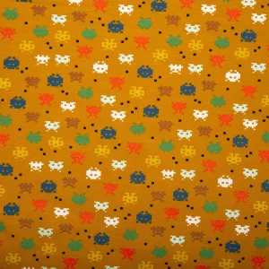 ORGANIC Cotton Lycra Printed Knit - Video game - Gold