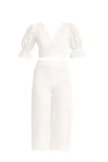 Pilar White Eyelet Pants