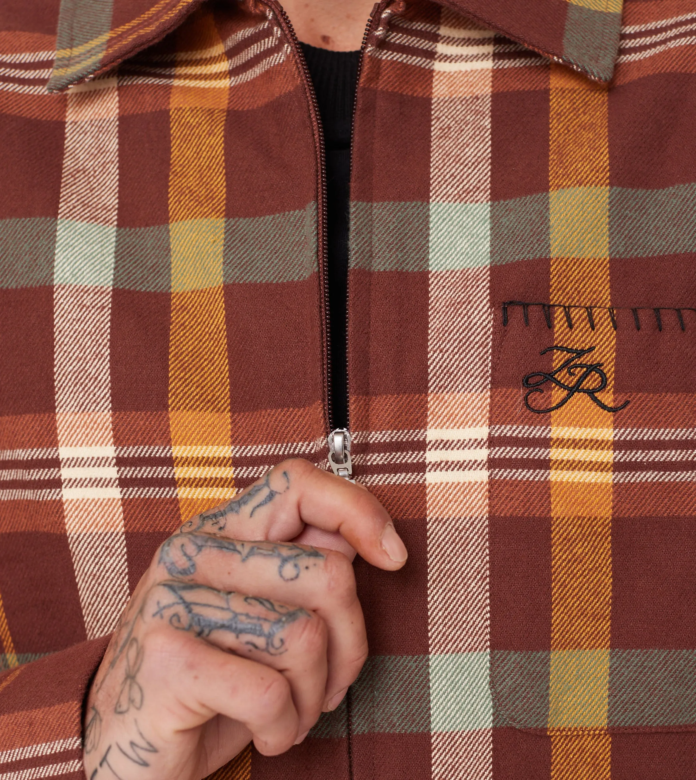 Plaid LS Overshirt Brown