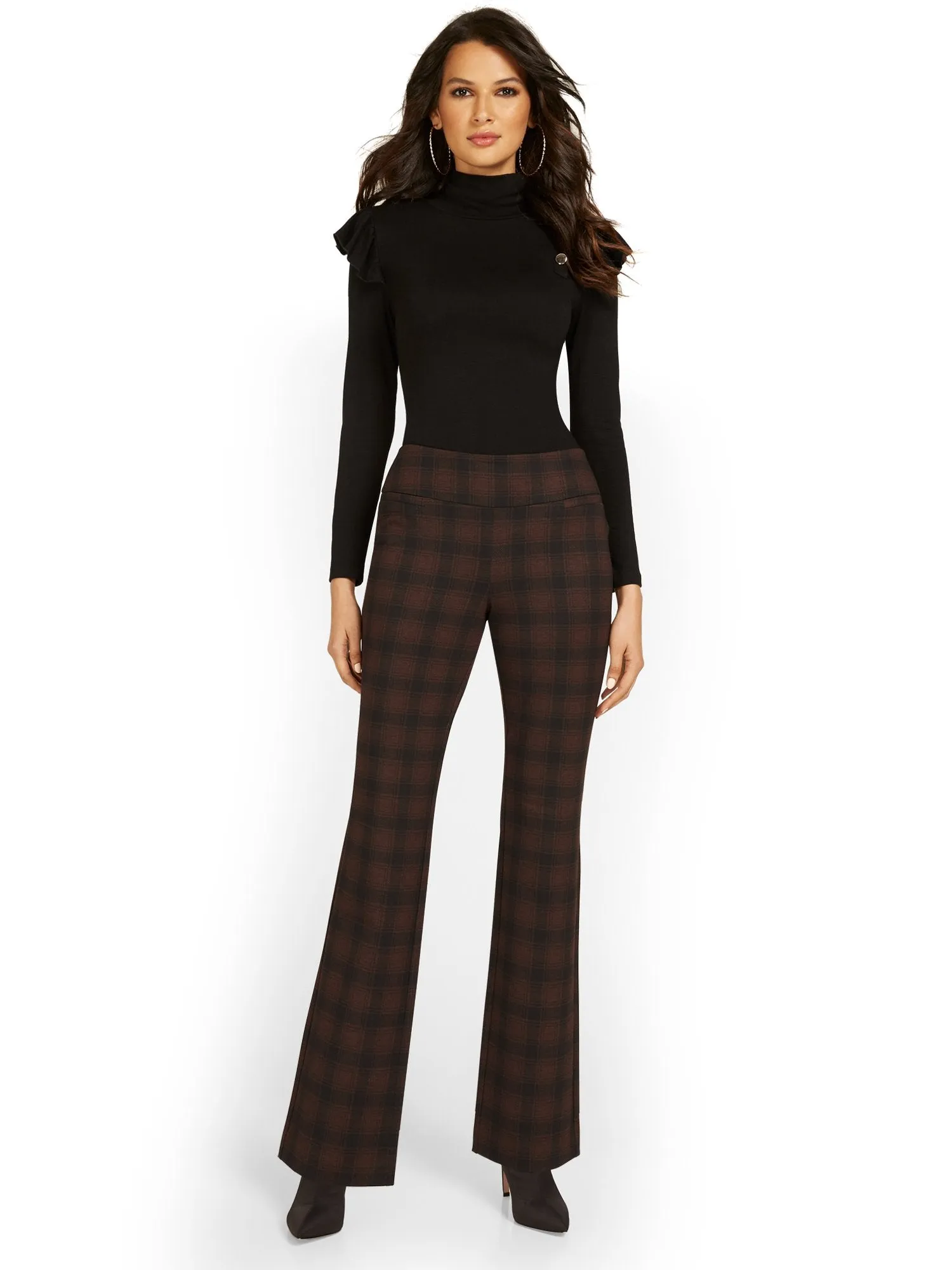 Pull-On Plaid Bootcut Ponte Pant - Superflex