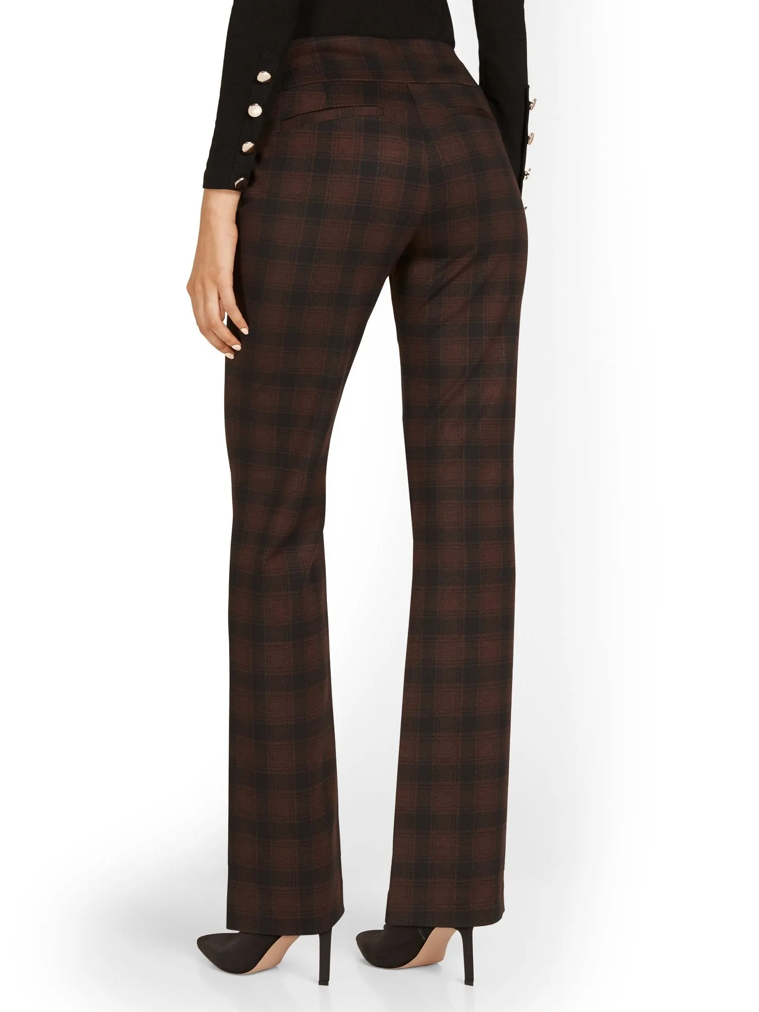 Pull-On Plaid Bootcut Ponte Pant - Superflex