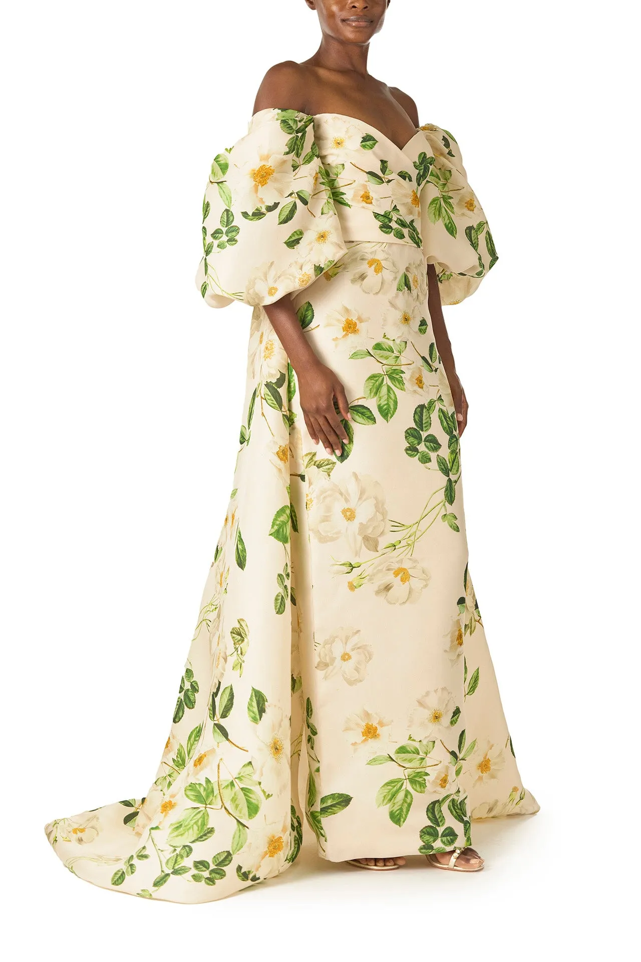 Rose Printed Blouson Cape