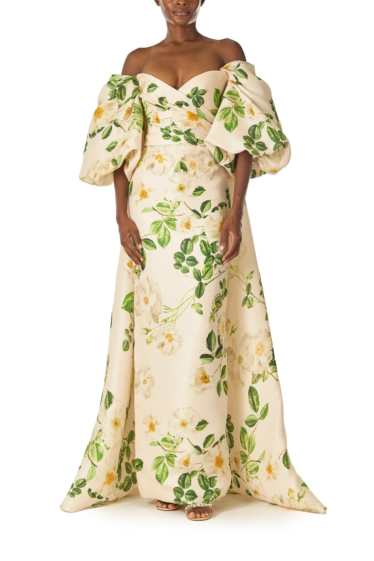 Rose Printed Blouson Cape