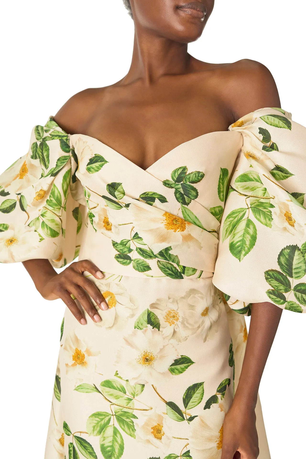 Rose Printed Blouson Cape