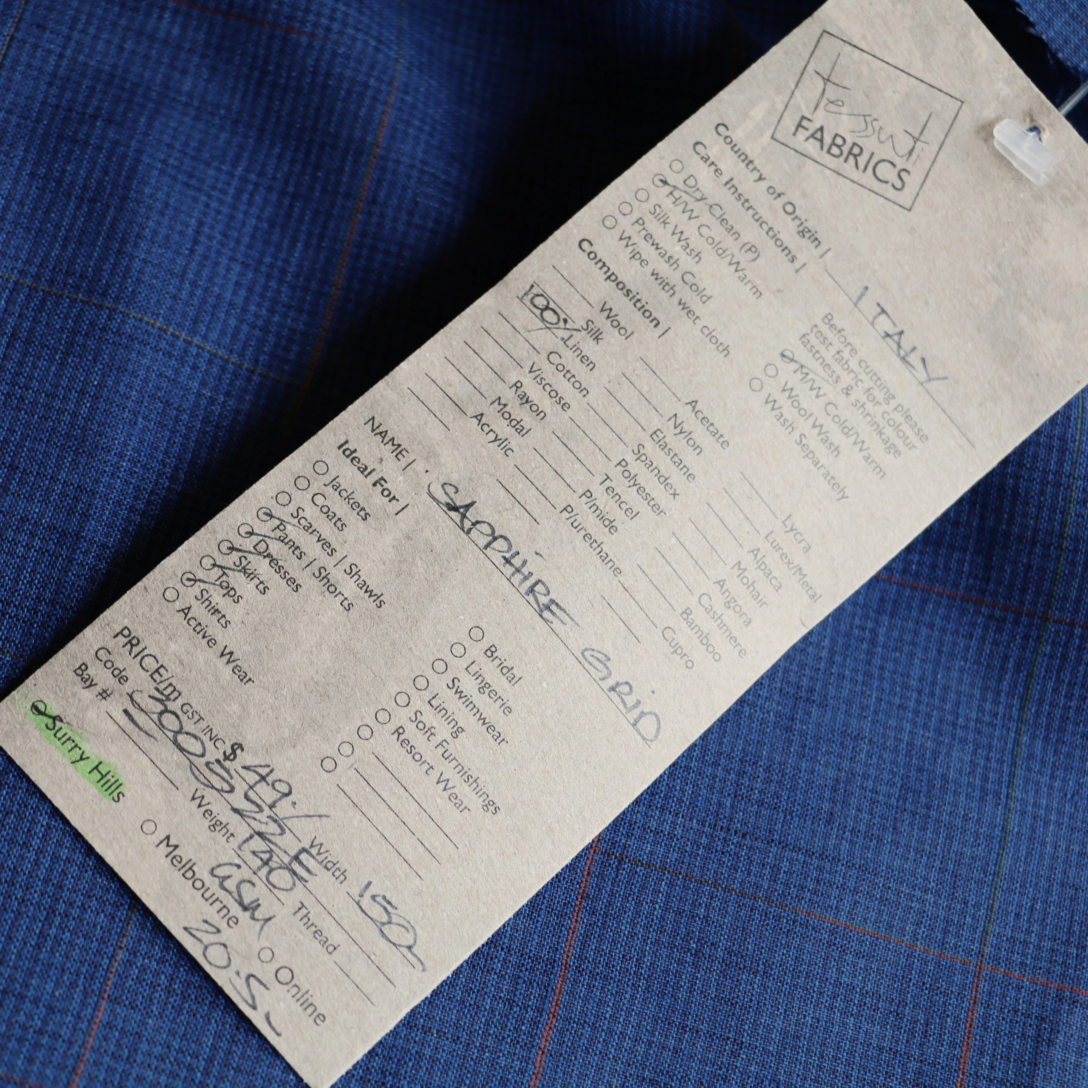 Sapphire Grid Check Linen