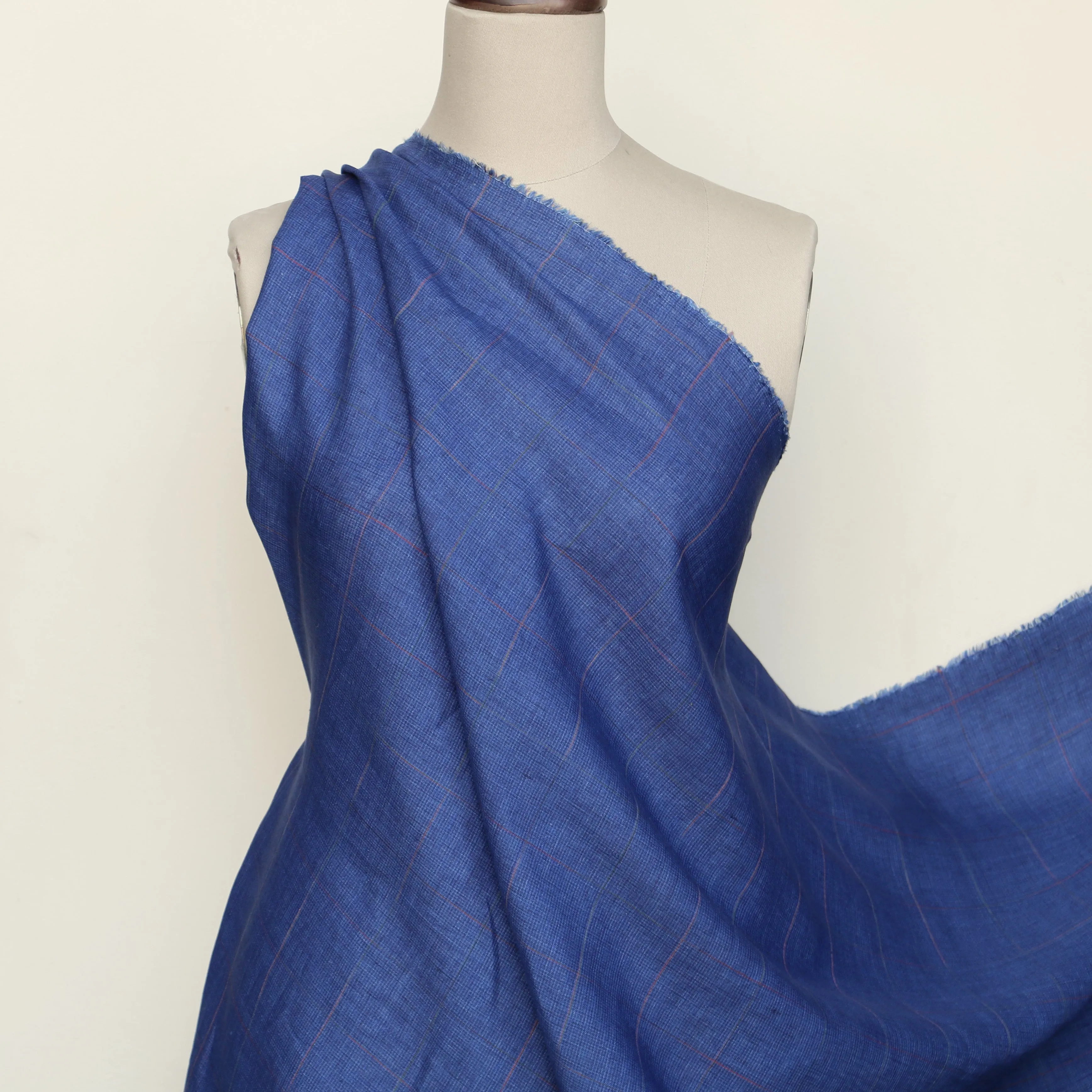 Sapphire Grid Check Linen