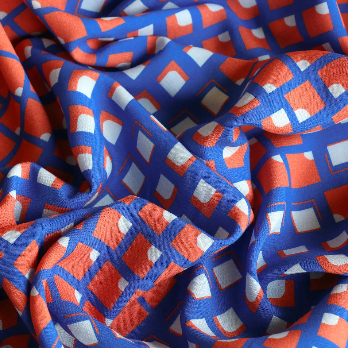 Shattered Coral on Bluette Viscose