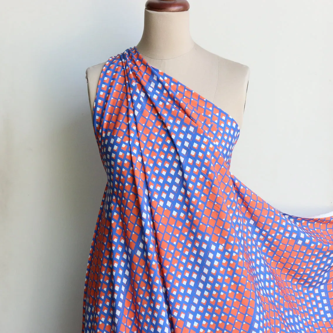 Shattered Coral on Bluette Viscose