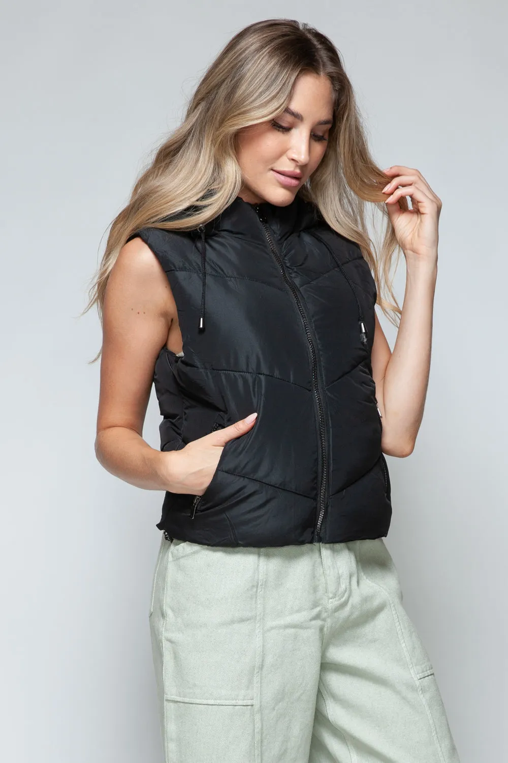 Snobbish Zip Up Quilted Hooded Vest