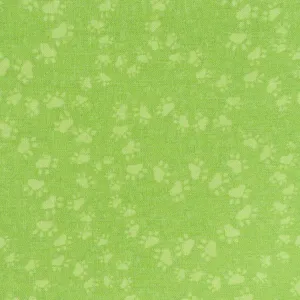 South Sea Imports The Cat Meow Green Cat's Paws Cotton Prints