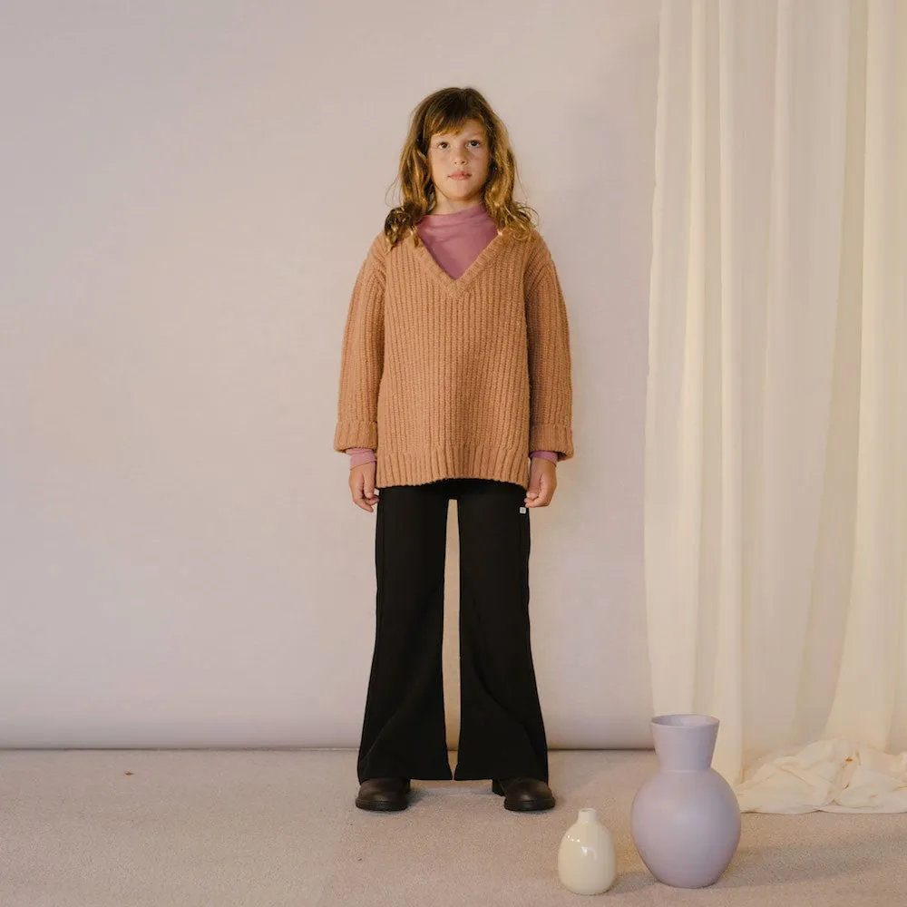 Sweater Knitted V Neck Rusty Apricot
