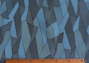 Teal Blue Geometric Jacquard Twill Viscose Lining (Made in Italy)