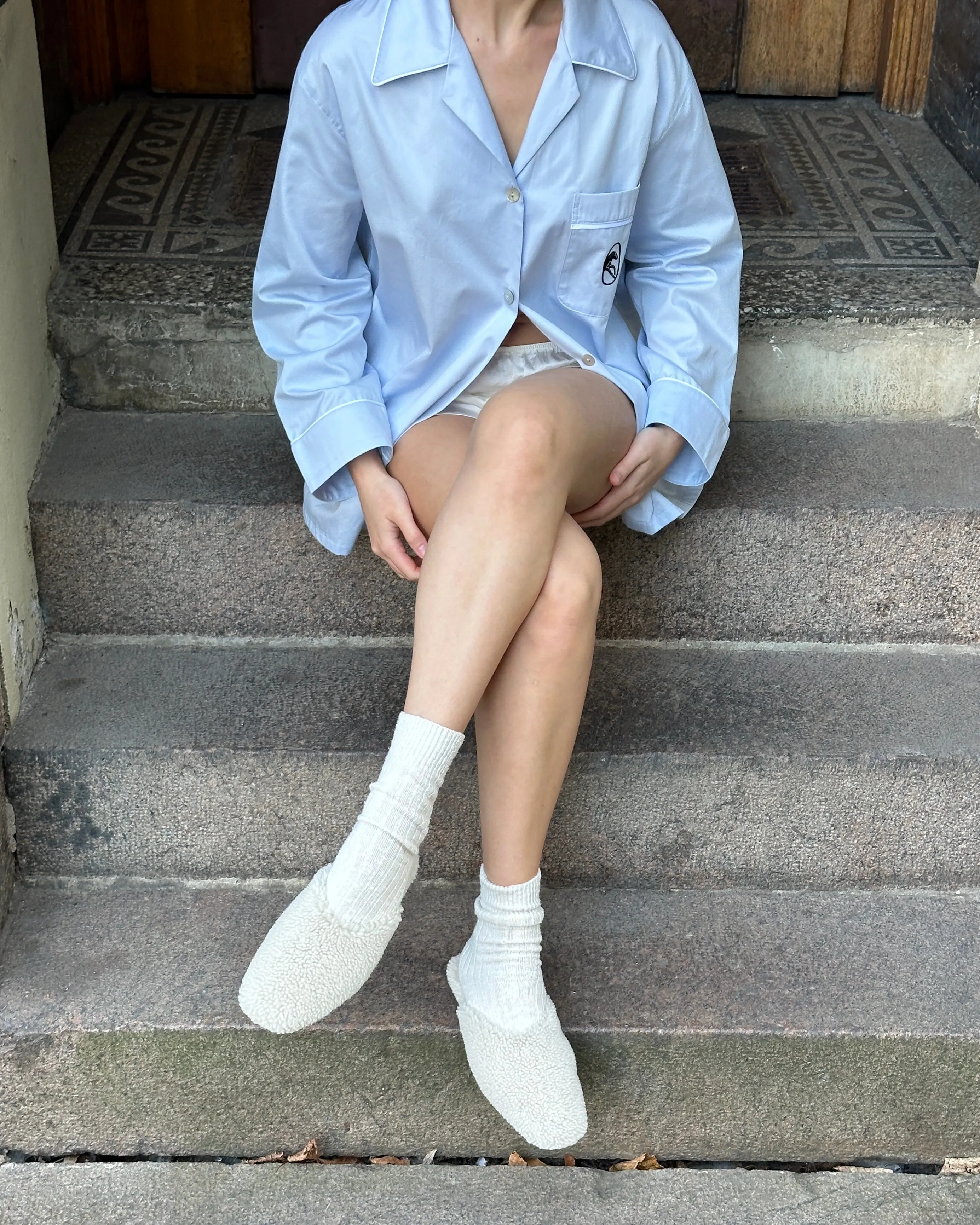 The Sleeper Cotton Pajama Set in Blue