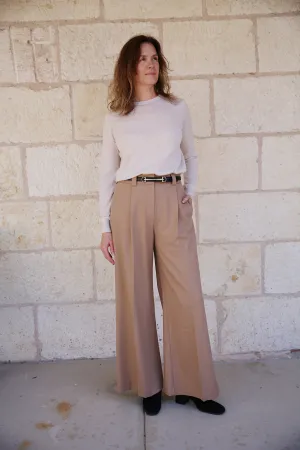 Tiffany Mid-Waisted Wideleg Trouser Camel