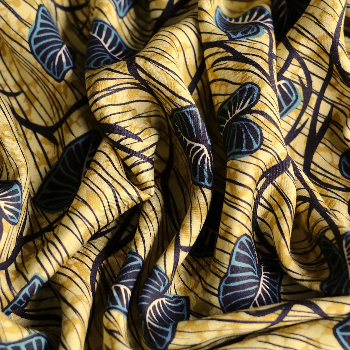 Tropical Lemon Viscose Poplin