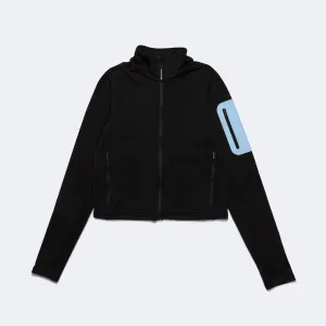 Womens Full-Zip Merino Grid Fleece - Black