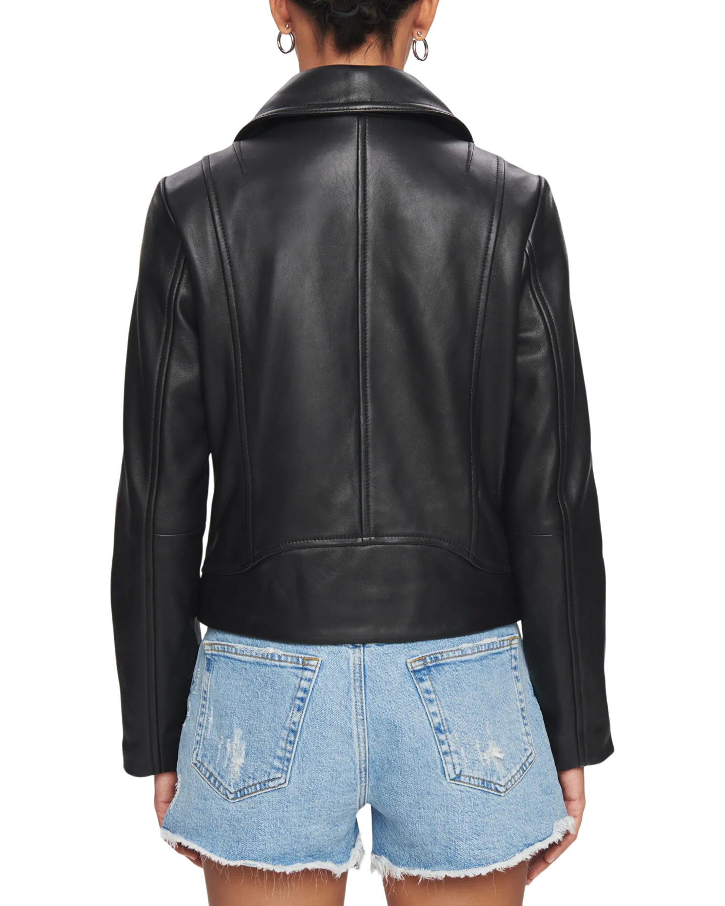Women's Leather Biker Jacket in Black with Black Hardware