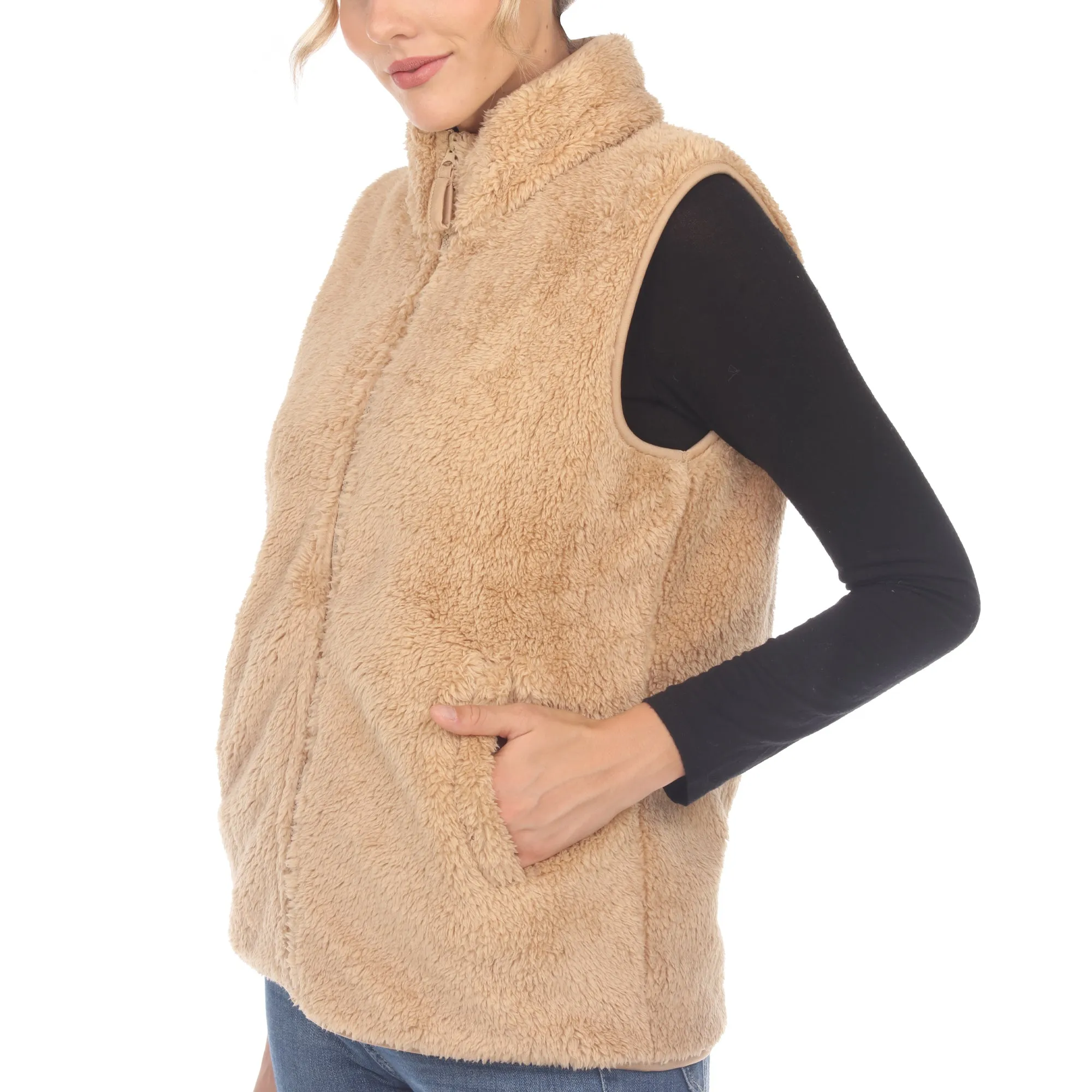 Women's Zip up sherpa vest