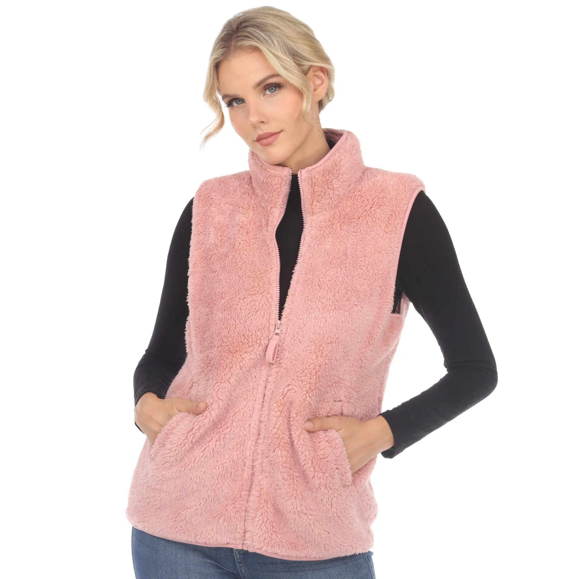 Women's Zip up sherpa vest