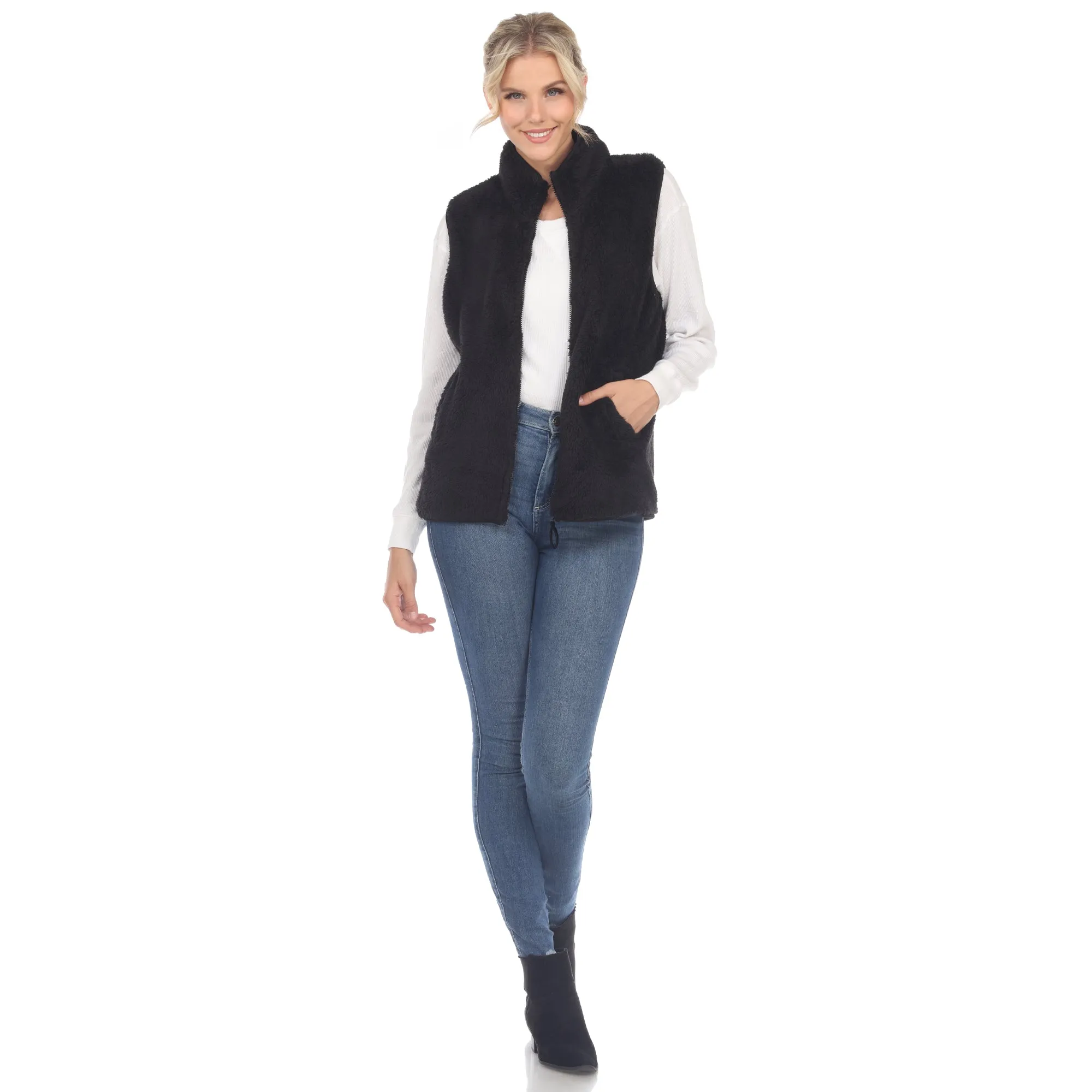Women's Zip up sherpa vest