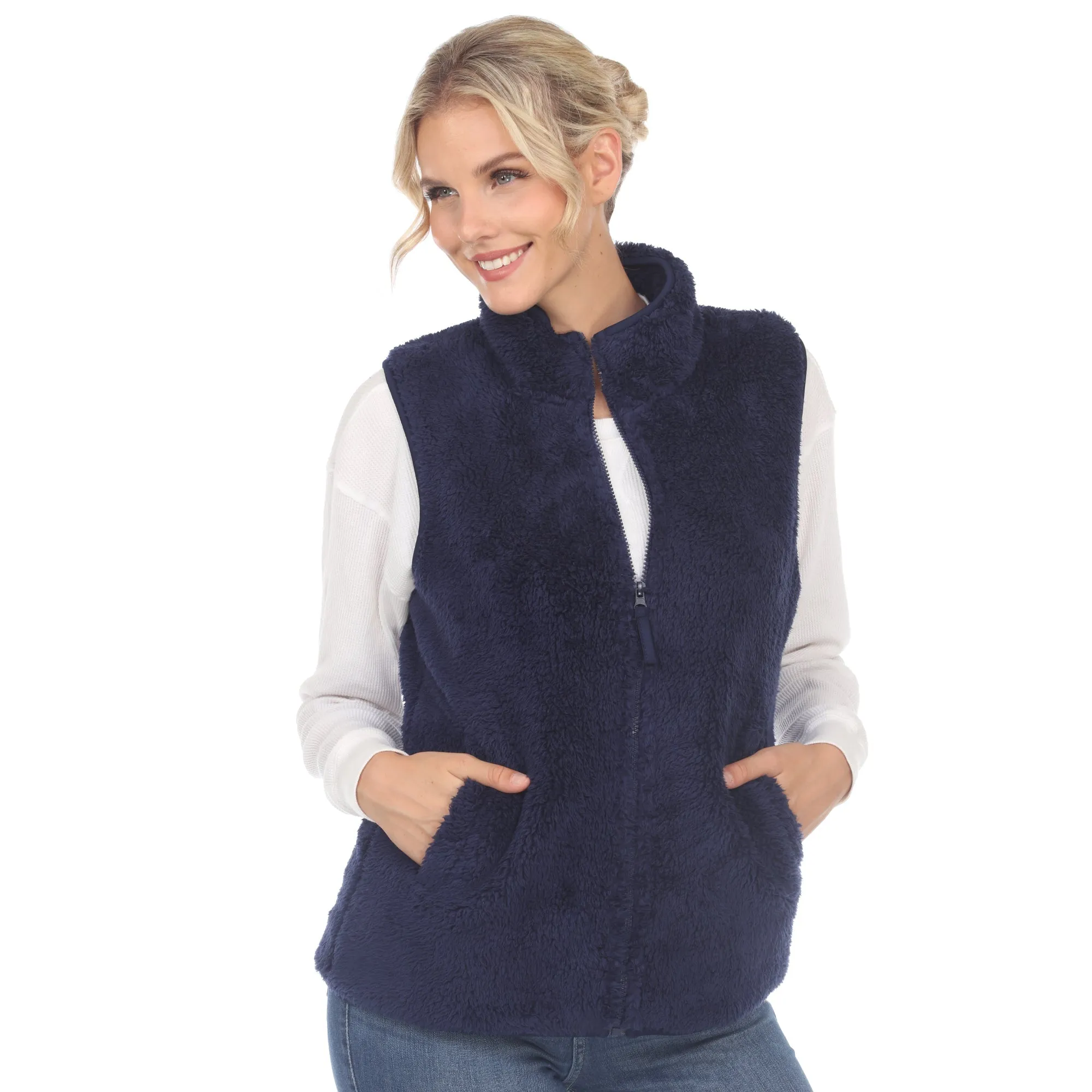 Women's Zip up sherpa vest