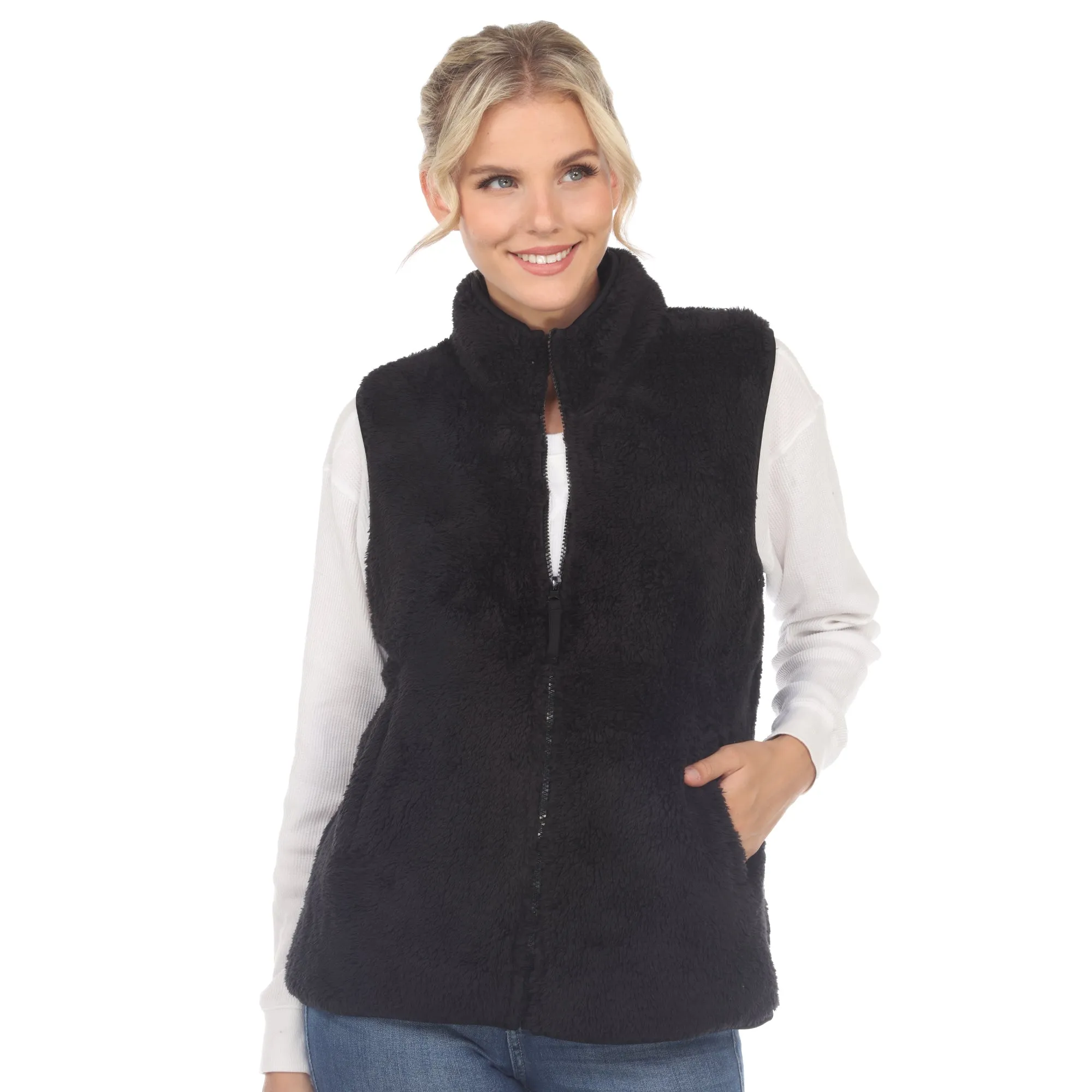Women's Zip up sherpa vest